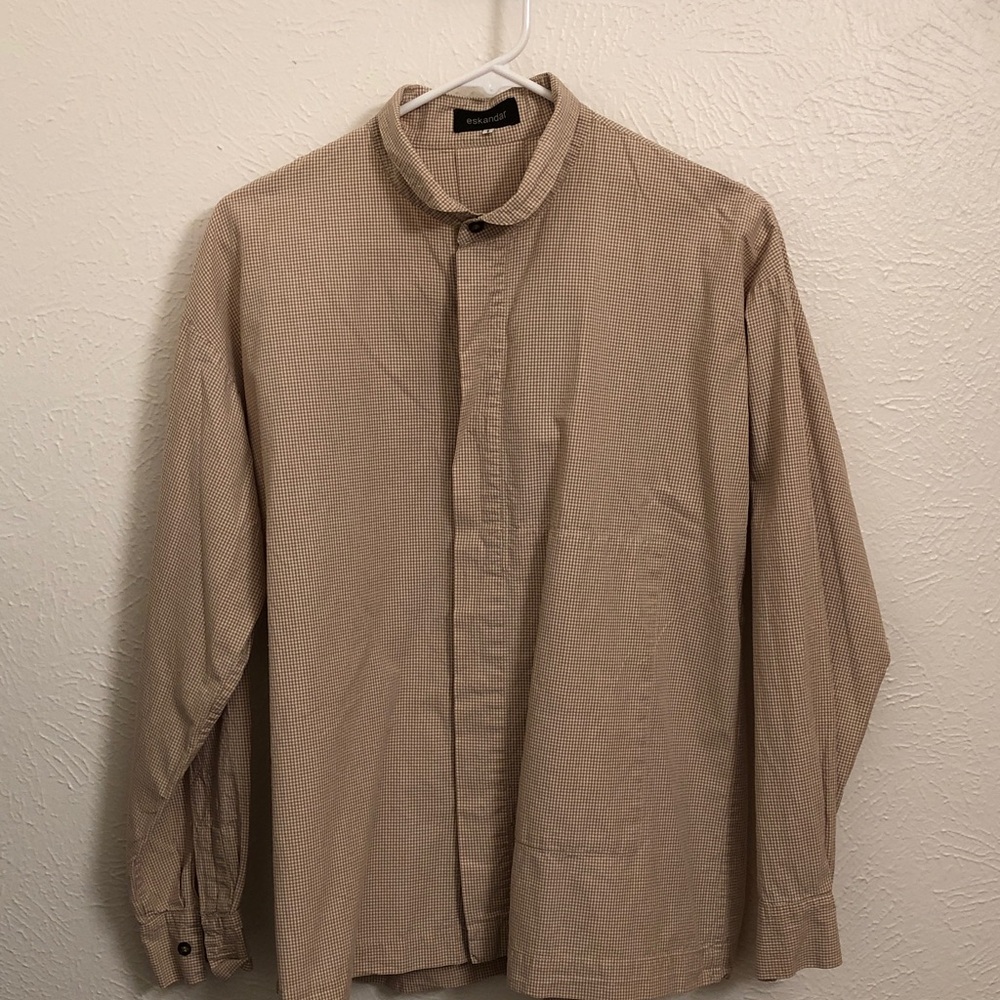 Eskandar Beige Checkered Shirt